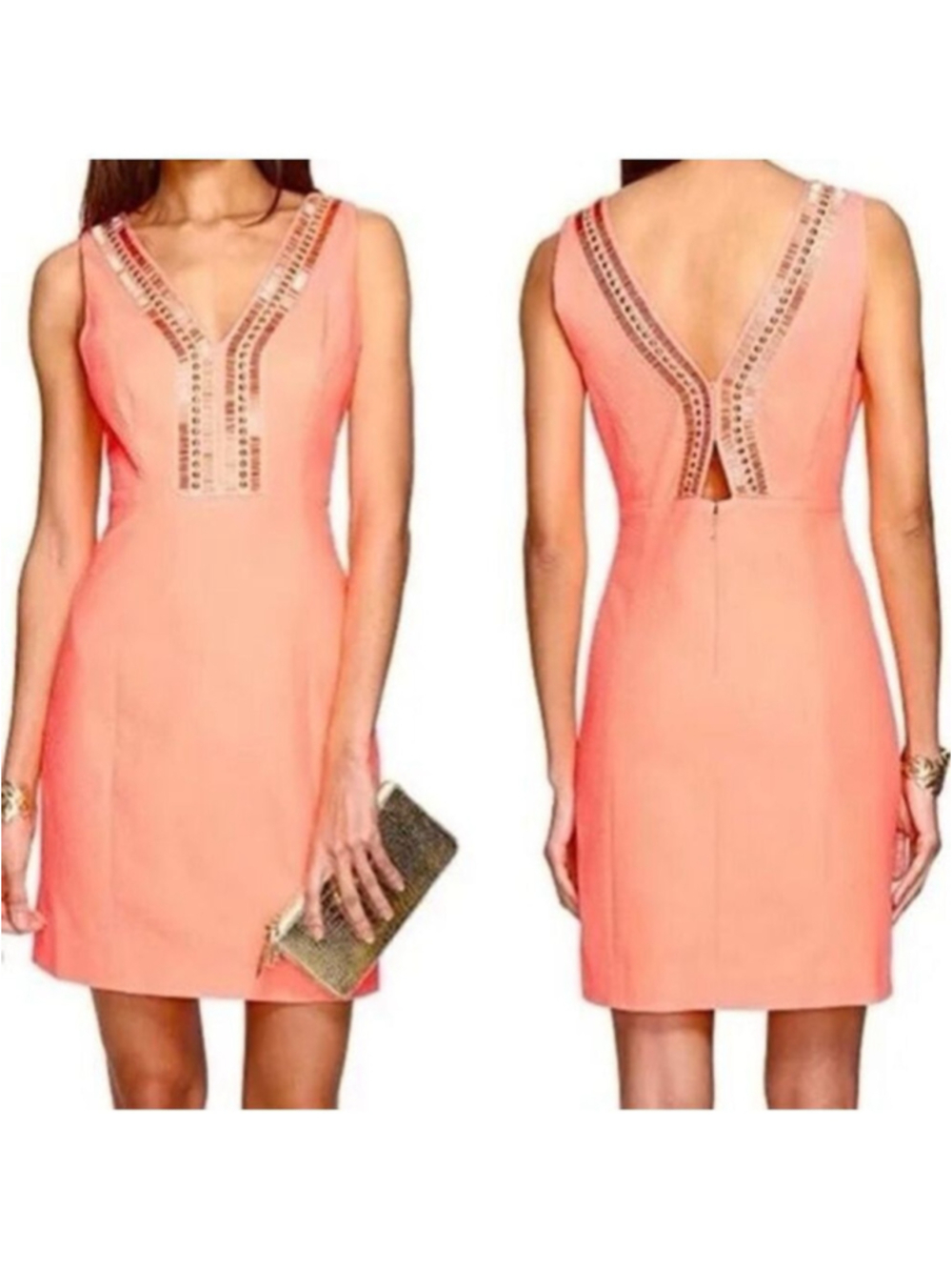 Lilly Pulitzer Coral Embellished Dress Size 2